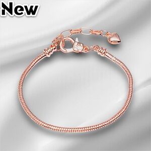 New Rose Gold Snake Chain Clasp Charm bracelet (charms not included)